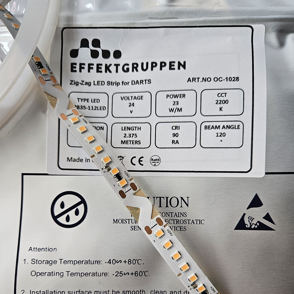 ZigZag LED strip for Darts, 2200K 22w/m 2,375m