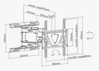 Wallmount Flexarm Ultra-Slim 32"-70" up to 45 kg, Black