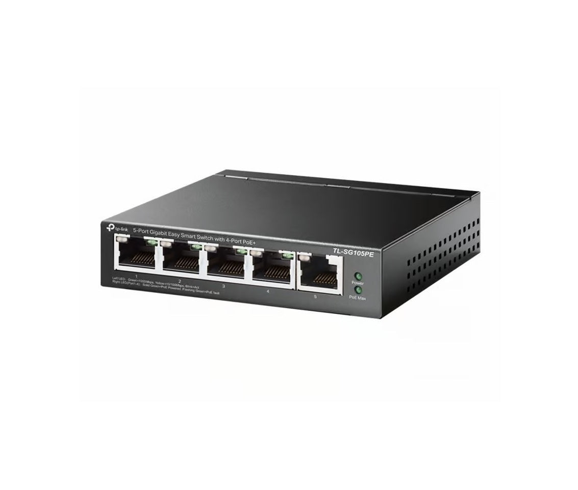 Switch PoE+  5P 65w, TP-Link TL-SG105PE